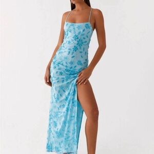 Peppermayo Bright Blue Beaded Maxi Dress